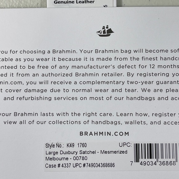 Brahmin Large Duxbury Mesmerized Melbourne Leather Satchel Calming Blue - Picture 8 of 8